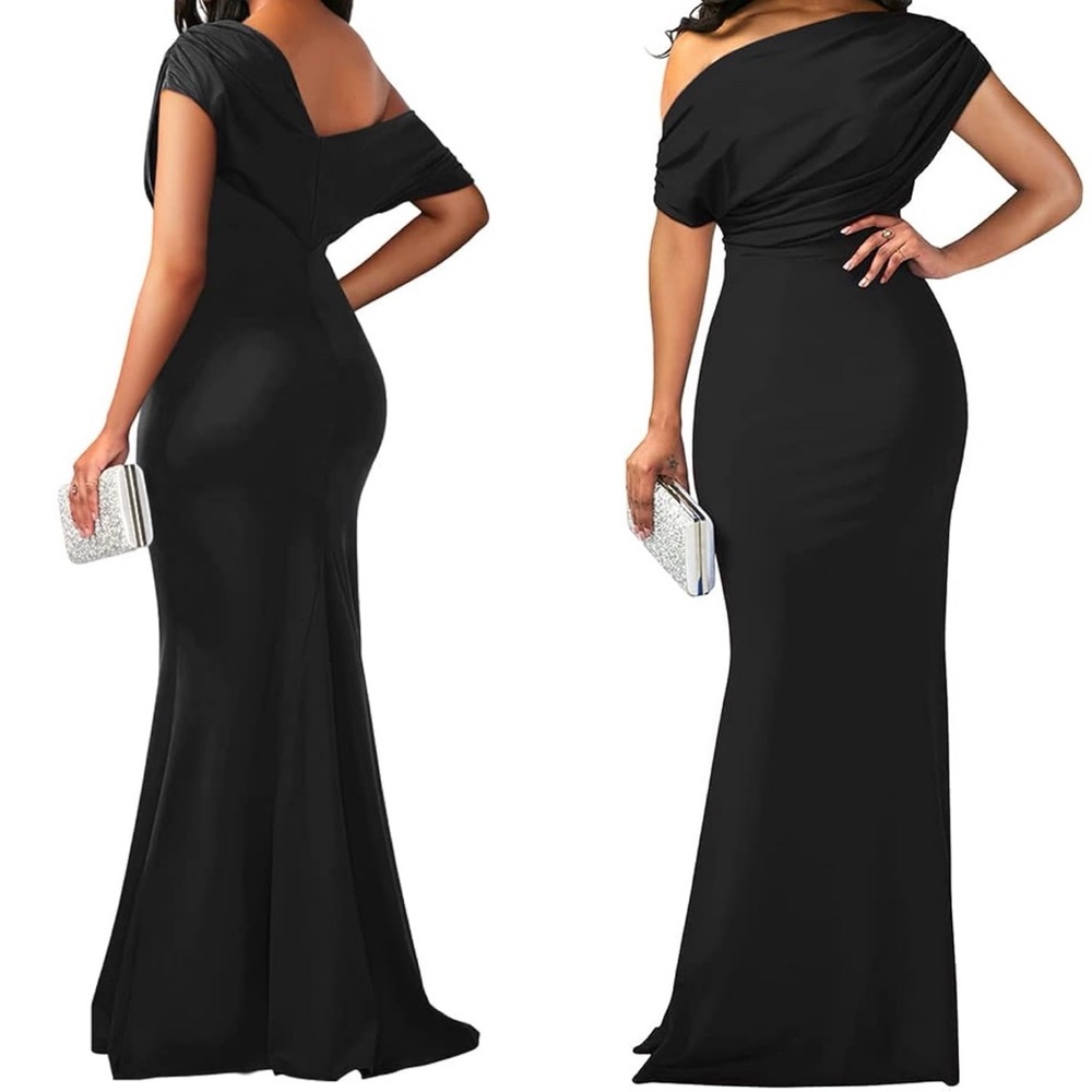 Women's Elegant Sleeveless Off Shoulder Bodycon Long Formal Party Evening Dress